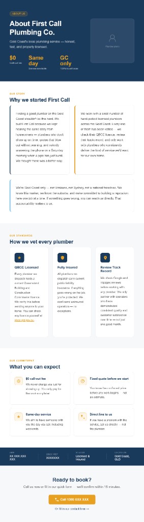 First Call Plumbing Co. licensed plumber Gold Coast