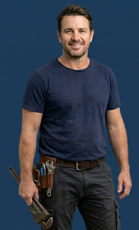 First Call Plumbing Co. licensed plumber with tool belt